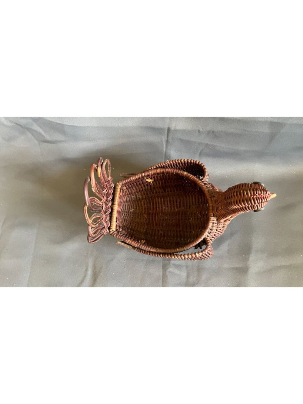Wicker Duck-Shaped Basket Handmade Decorative Storage Vintage Brown - Picture 3 of 4